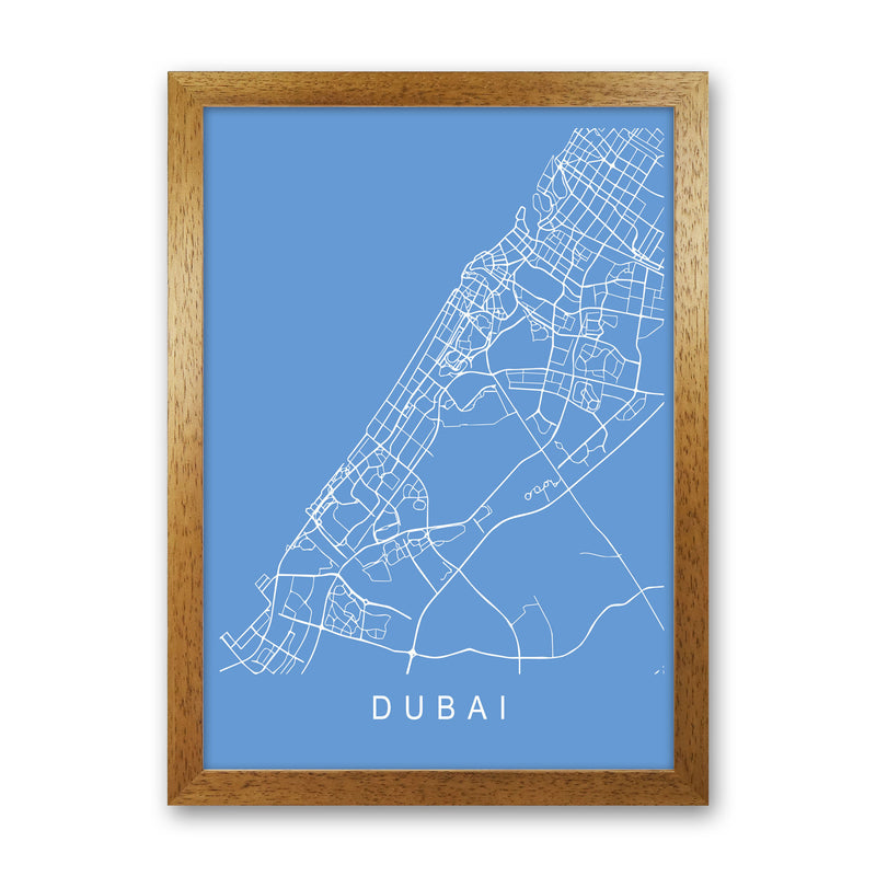Dubai Map Blueprint Art Print by Pixy Paper Oak Grain