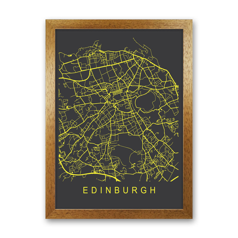Edinburgh Map Neon Art Print by Pixy Paper Oak Grain