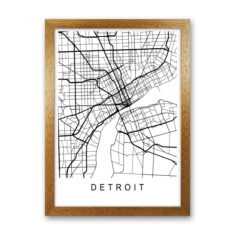Detroit Map Art Print by Pixy Paper Oak Grain