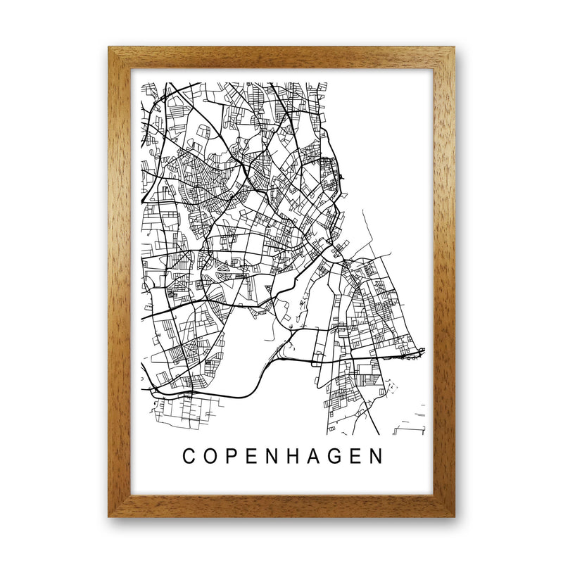 Copenhagen Map Art Print by Pixy Paper Oak Grain