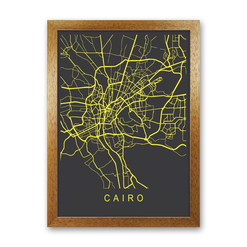 Cairo Map Neon Art Print by Pixy Paper Oak Grain