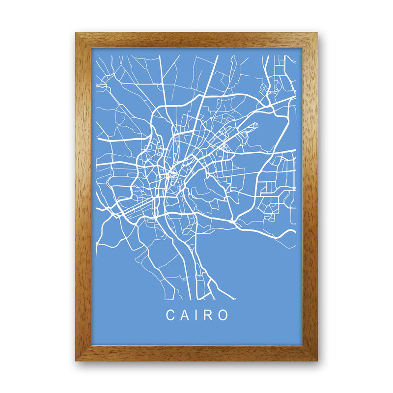 Cairo Map Blueprint Art Print by Pixy Paper Oak Grain
