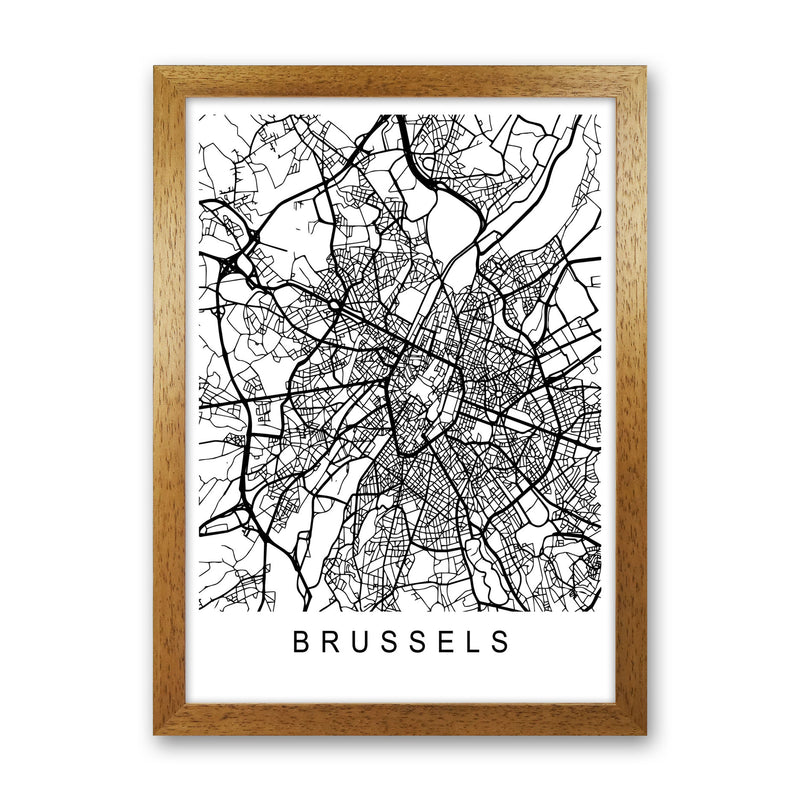 Brussels Map Art Print by Pixy Paper Oak Grain