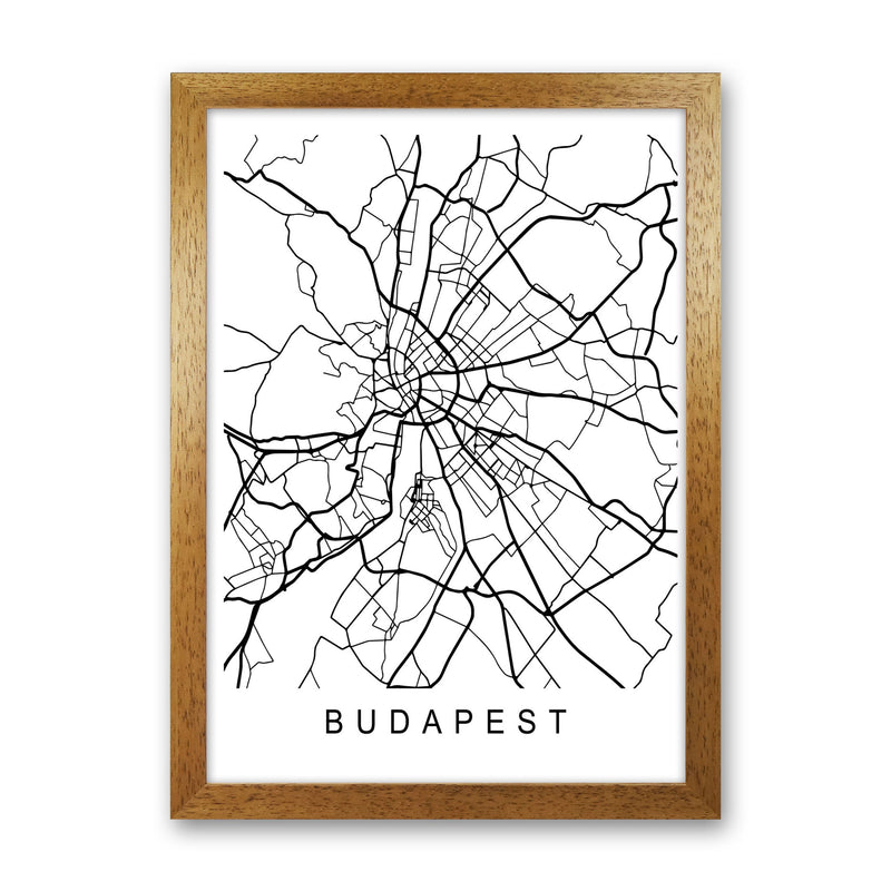 Budapest Map Art Print by Pixy Paper Oak Grain
