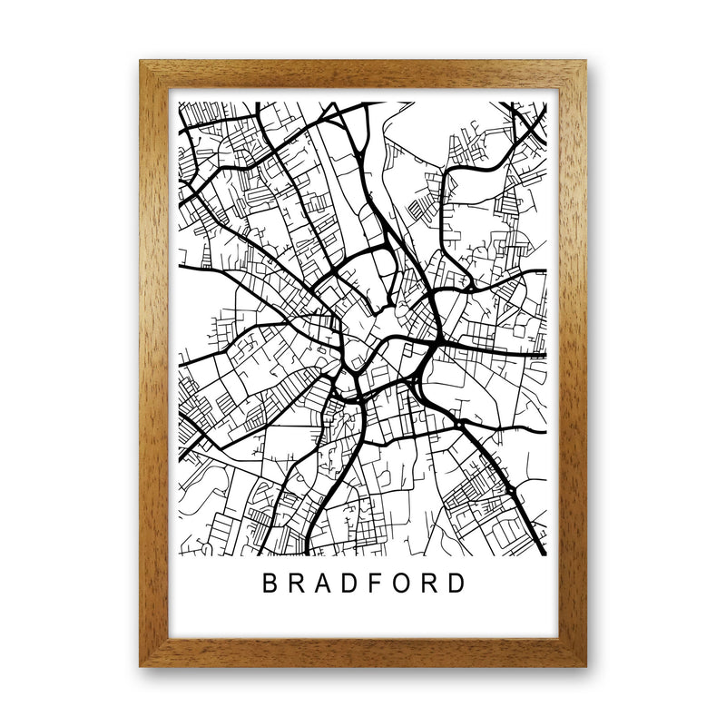 Bradford Map Art Print by Pixy Paper Oak Grain