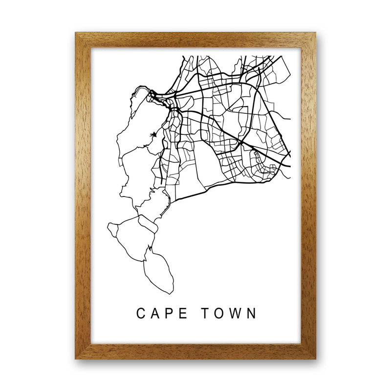 Cape Town Map Art Print by Pixy Paper Oak Grain