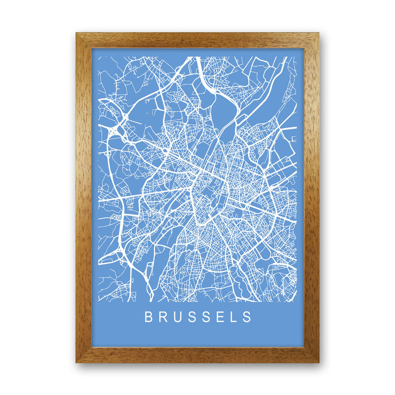 Brussels Map Blueprint Art Print by Pixy Paper Oak Grain
