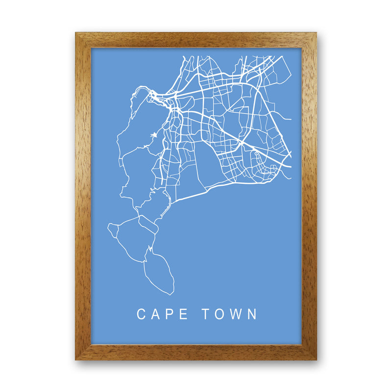 Cape Town Map Blueprint Art Print by Pixy Paper Oak Grain