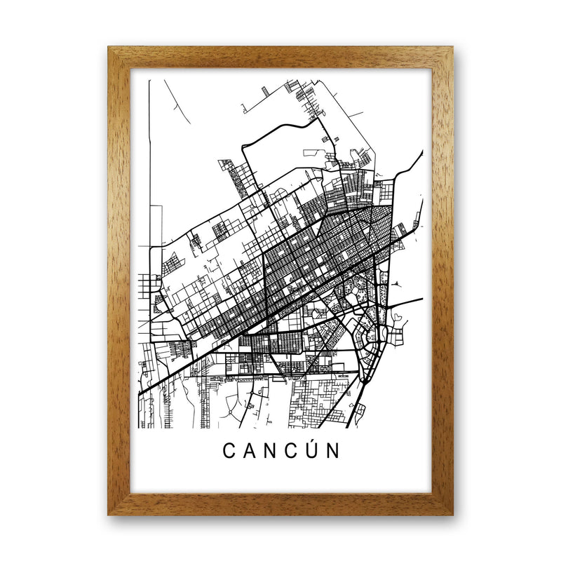 Cancun Map Art Print by Pixy Paper Oak Grain