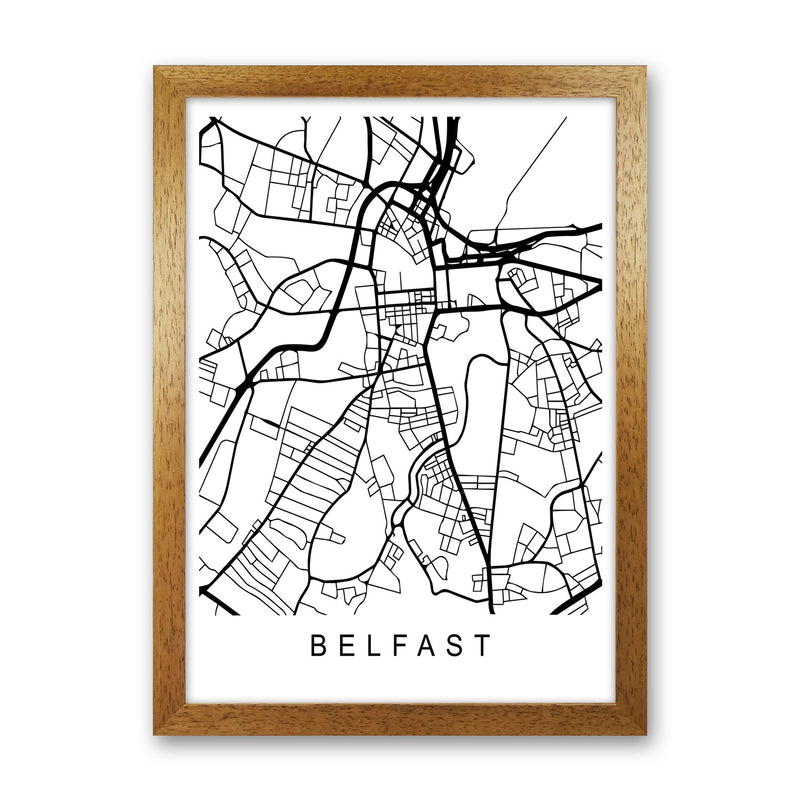 Belfast Map Art Print by Pixy Paper Oak Grain