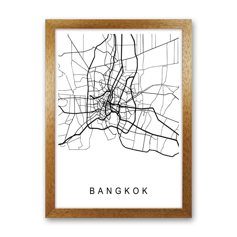 Bangkok Map Art Print by Pixy Paper Oak Grain