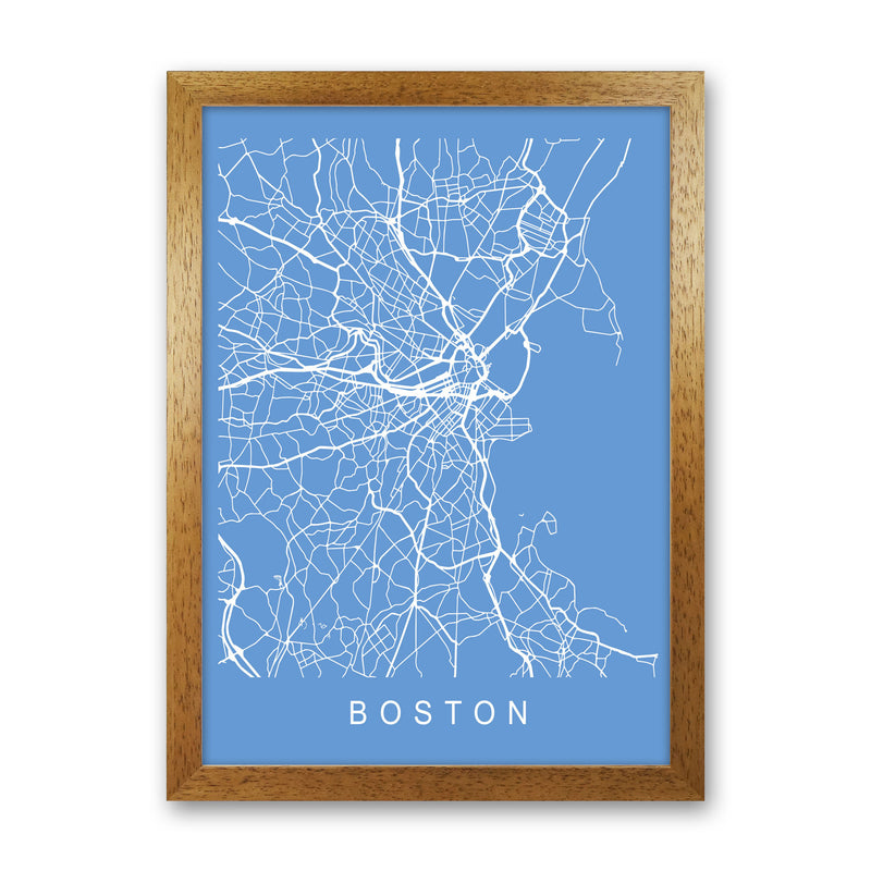 Boston Map Blueprint Art Print by Pixy Paper Oak Grain