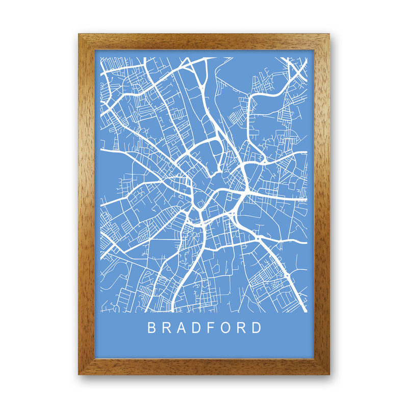 Bradford Map Blueprint Art Print by Pixy Paper Oak Grain