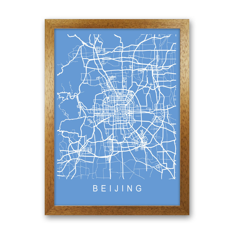Beijing Map Blueprint Art Print by Pixy Paper Oak Grain