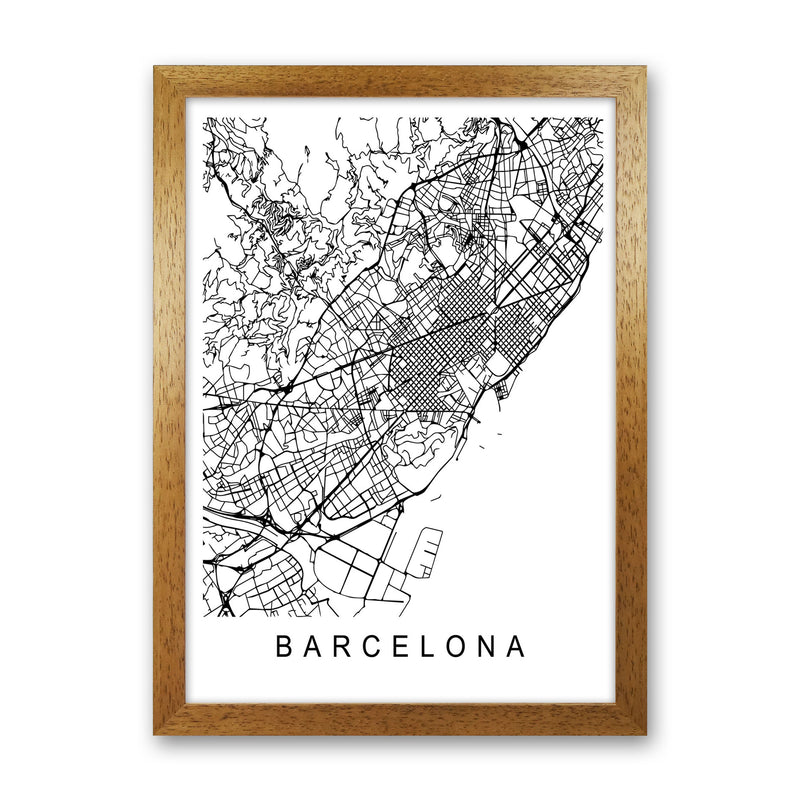 Barcelona Map Art Print by Pixy Paper Oak Grain
