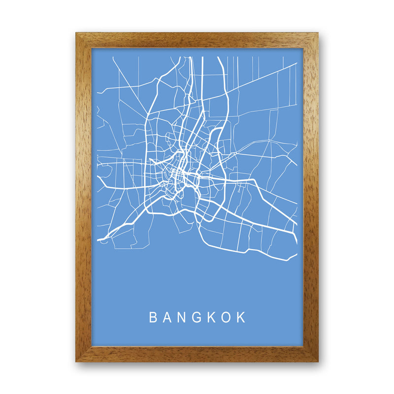 Bangkok Map Blueprint Art Print by Pixy Paper Oak Grain
