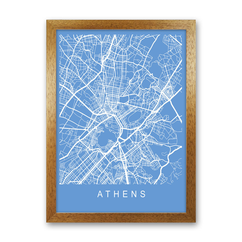 Athens Map Blueprint Art Print by Pixy Paper Oak Grain