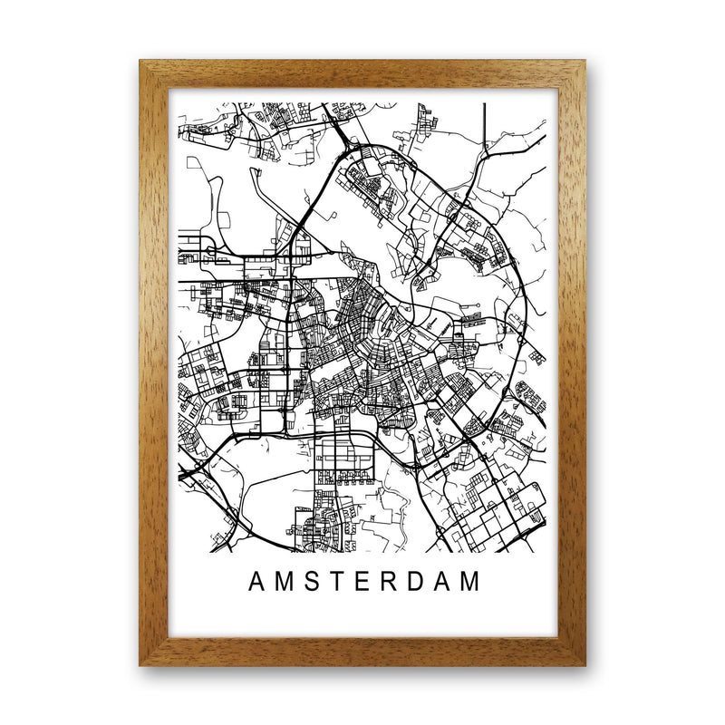 Amsterdam Map Art Print by Pixy Paper Oak Grain