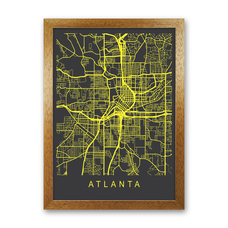 Atlanta Map Neon Art Print by Pixy Paper Oak Grain