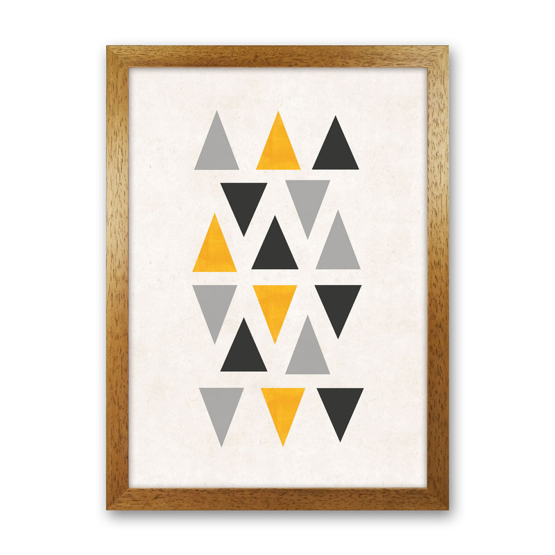 Small triangles mix mustard Art Print by Pixy Paper Oak Grain