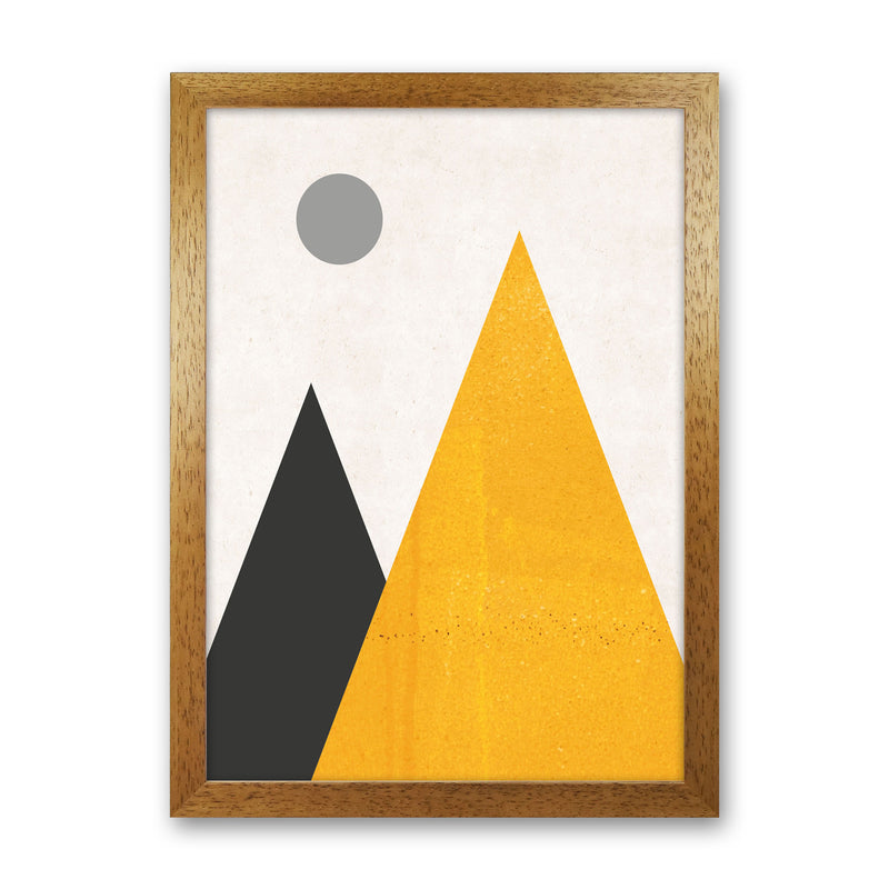Mountains and moon mustard Art Print by Pixy Paper Oak Grain