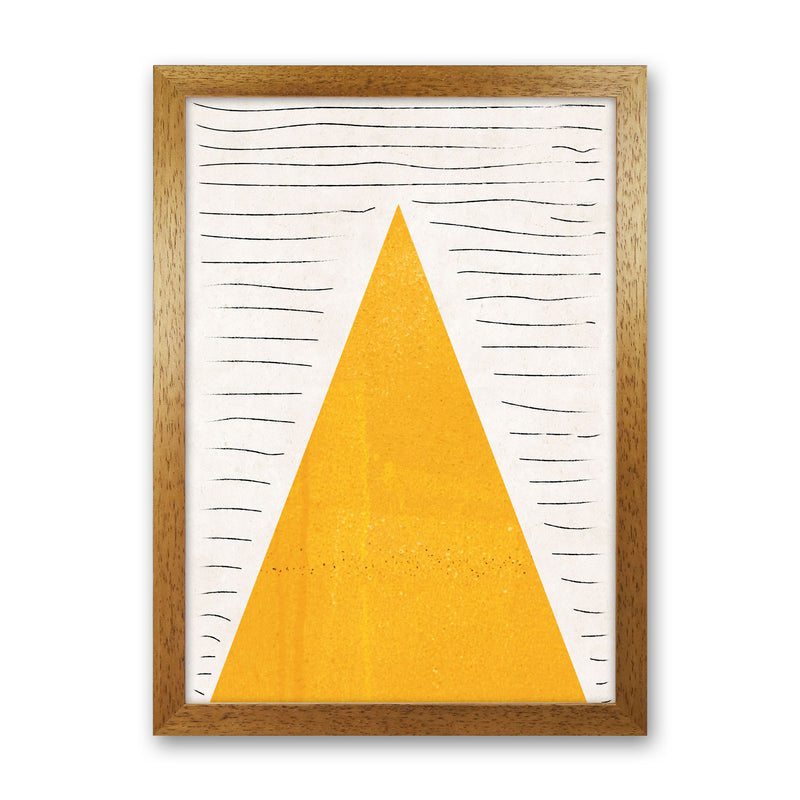 Mountains lines mustard Art Print by Pixy Paper Oak Grain