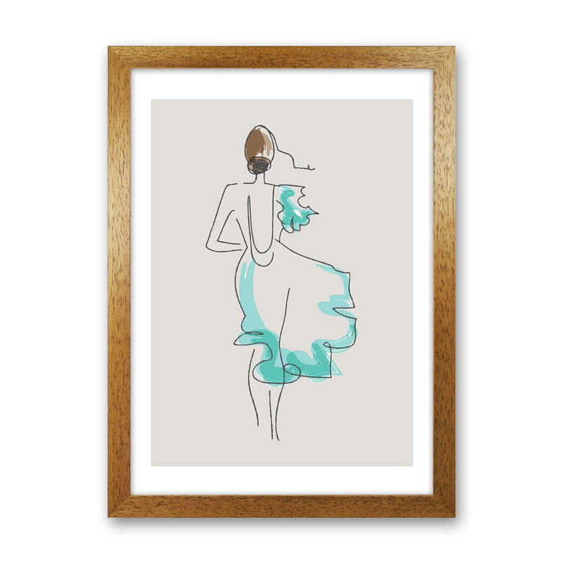 Inspired Stone Woman in Dress Line Art Art Print by Pixy Paper Oak Grain
