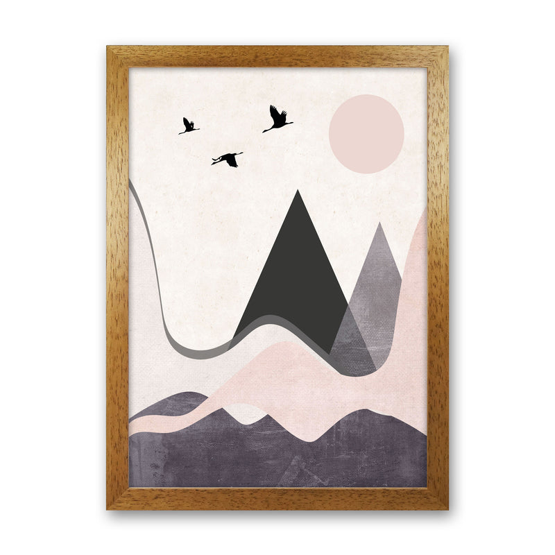 Hills and mountains pink cotton Art Print by Pixy Paper Oak Grain
