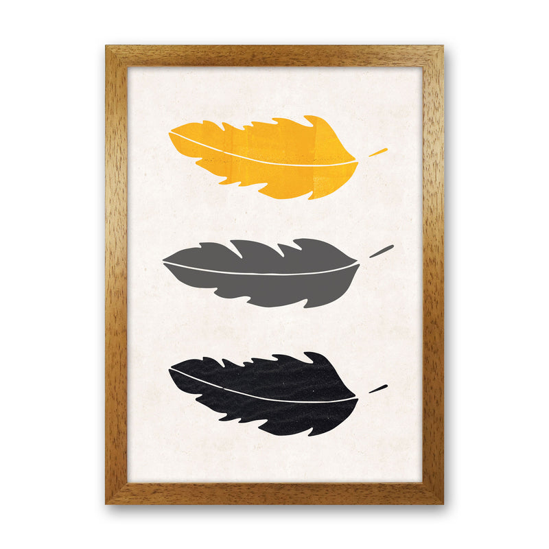 Feathers Mustard Art Print by Pixy Paper Oak Grain