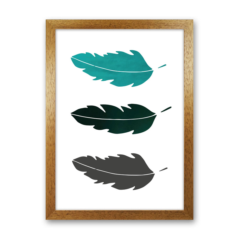 Feathers Emerald Art Print by Pixy Paper Oak Grain