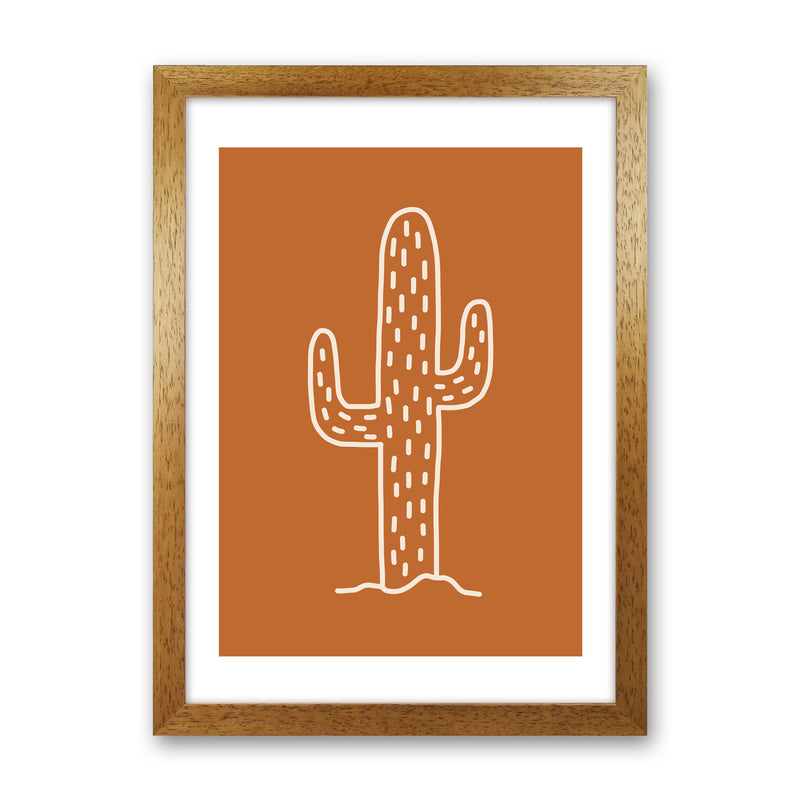 Autumn Cactus Burnt Orange abstract Art Print by Pixy Paper Oak Grain