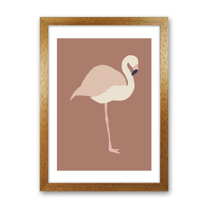 Autumn Flamingo abstract Art Print by Pixy Paper Oak Grain