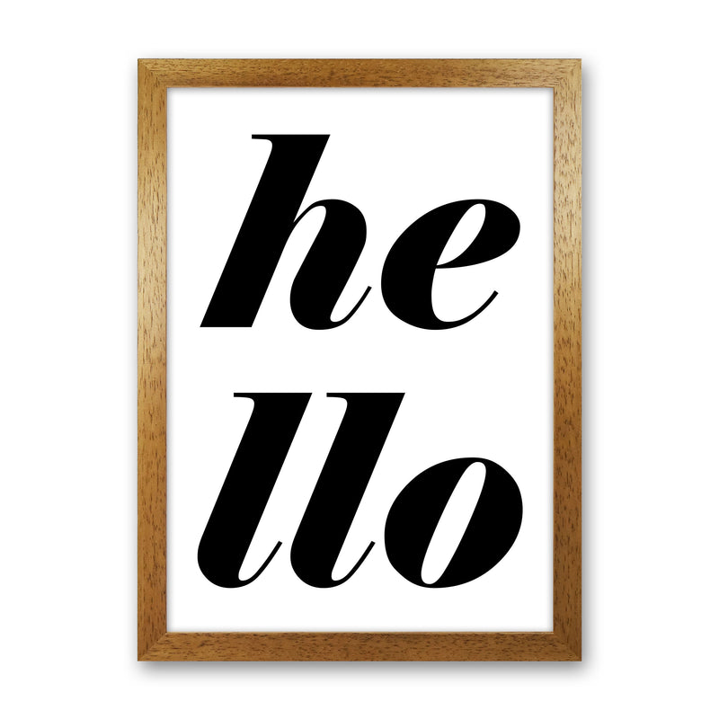 Hello Typography Art Print by Pixy Paper Oak Grain