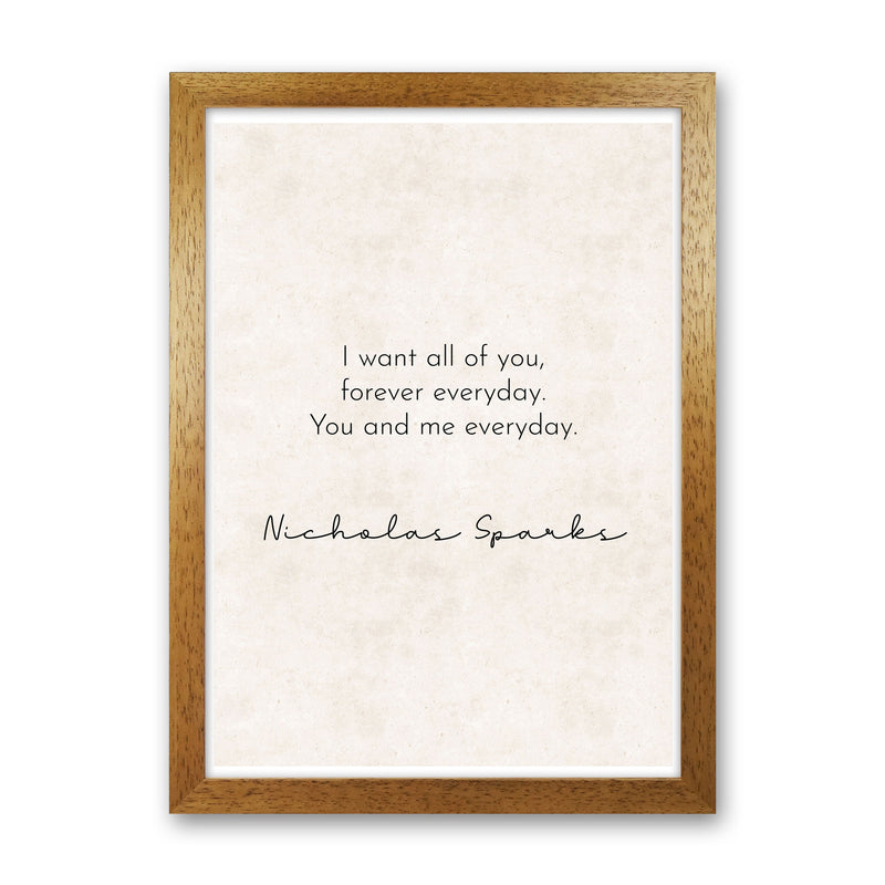 You and Me - Nicholas Sparks Art Print by Pixy Paper Oak Grain