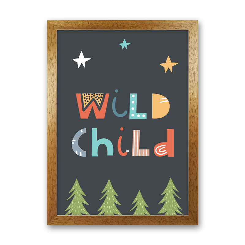 Wild child Neutral kids Art Print by Pixy Paper Oak Grain