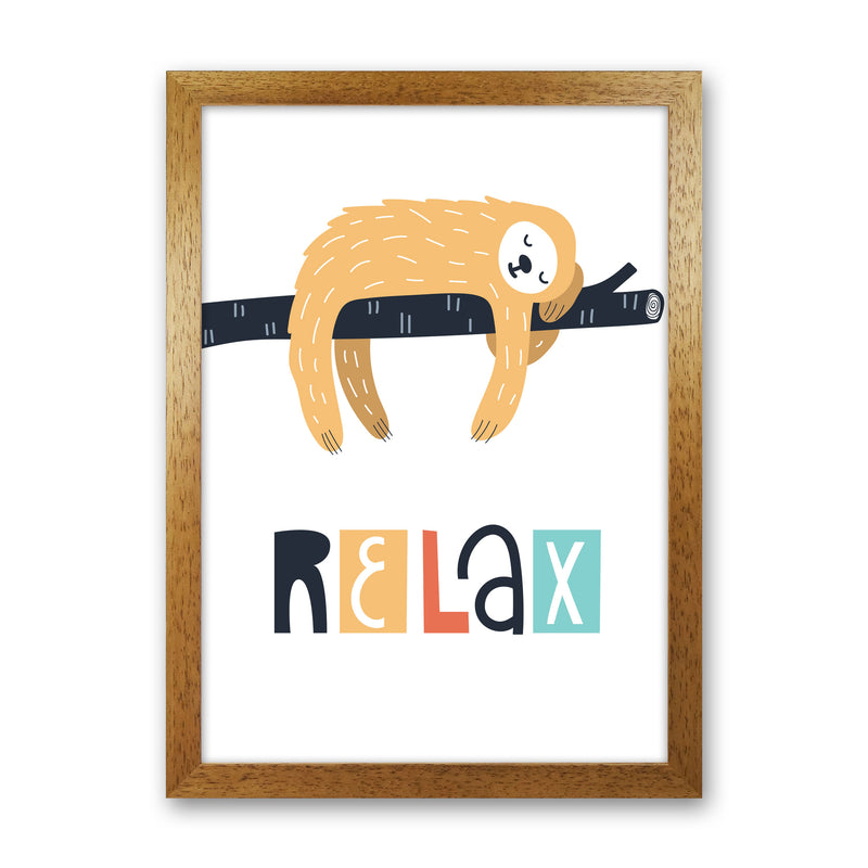 Relax sloth Neutral kids Art Print by Pixy Paper Oak Grain