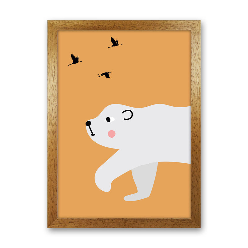 Polar bear Neutral kids Art Print by Pixy Paper Oak Grain