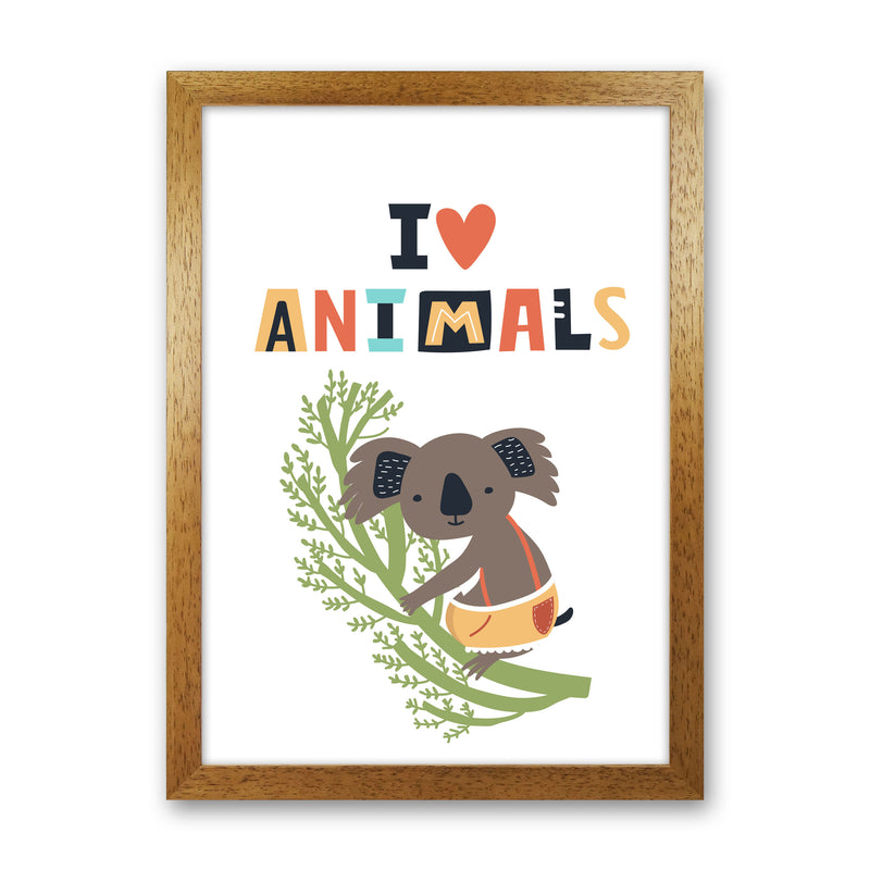 I love animals koala Art Print by Pixy Paper Oak Grain