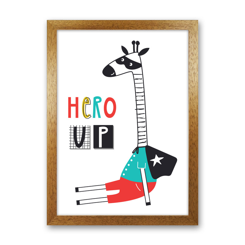 Hero up giraffe Art Print by Pixy Paper Oak Grain