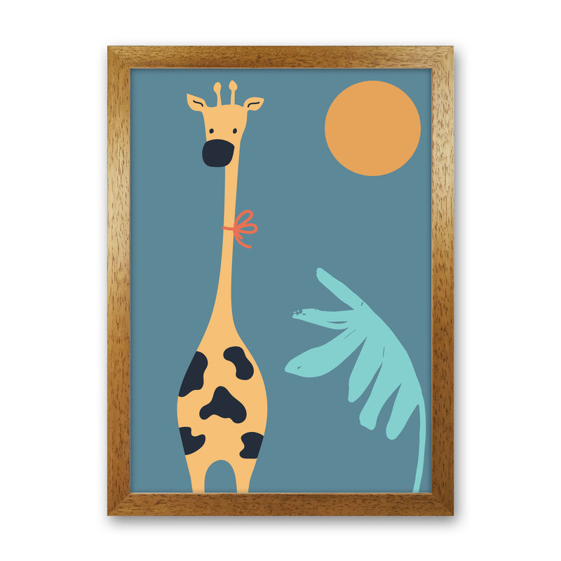 Giraffe Neutral kids Art Print by Pixy Paper Oak Grain