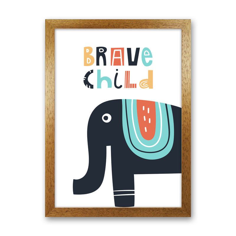 Brave child elephant Art Print by Pixy Paper Oak Grain