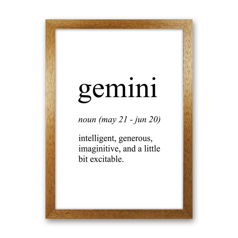 Gemini Definition Art Print by Pixy Paper Oak Grain