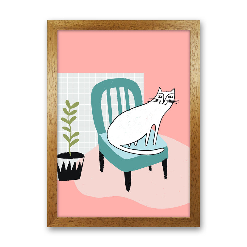 The Cat's Chair Art Print by Pixy Paper Oak Grain
