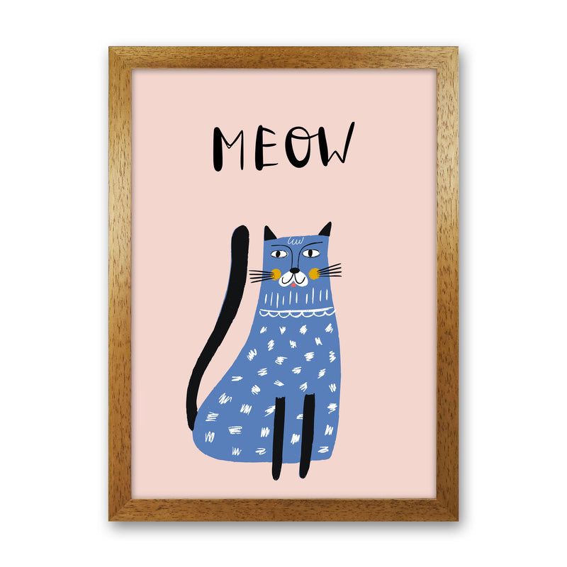 Meow Cat Art Print by Pixy Paper Oak Grain