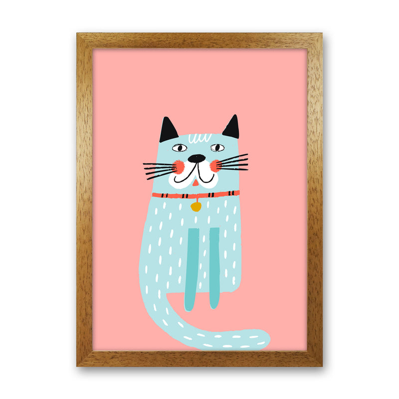 Happy Cat Art Print by Pixy Paper Oak Grain