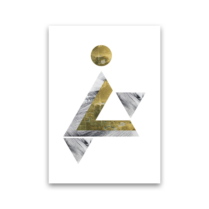 Gold And Grey Triangle With Moon Abstract Modern Print Print Only