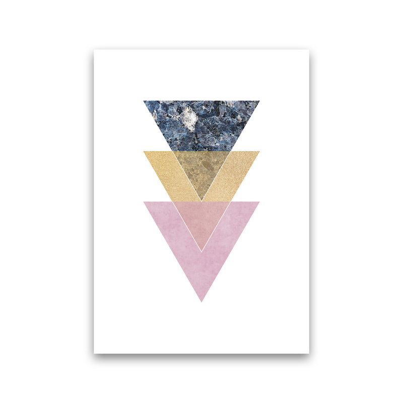 Blue, Gold And Pink Abstract Triangles Modern Print Print Only