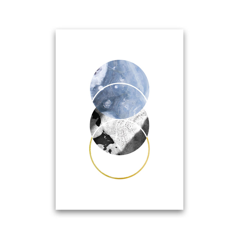Blue And Gold Abstract Circles Modern Print Print Only