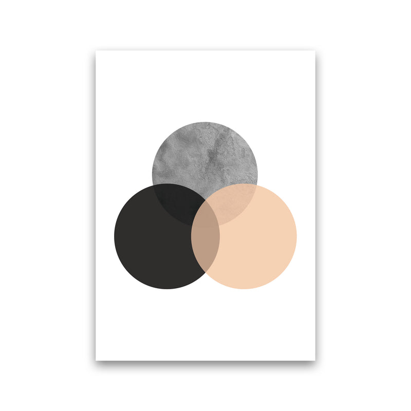 Peach And Black Abstract Circles Modern Print Print Only