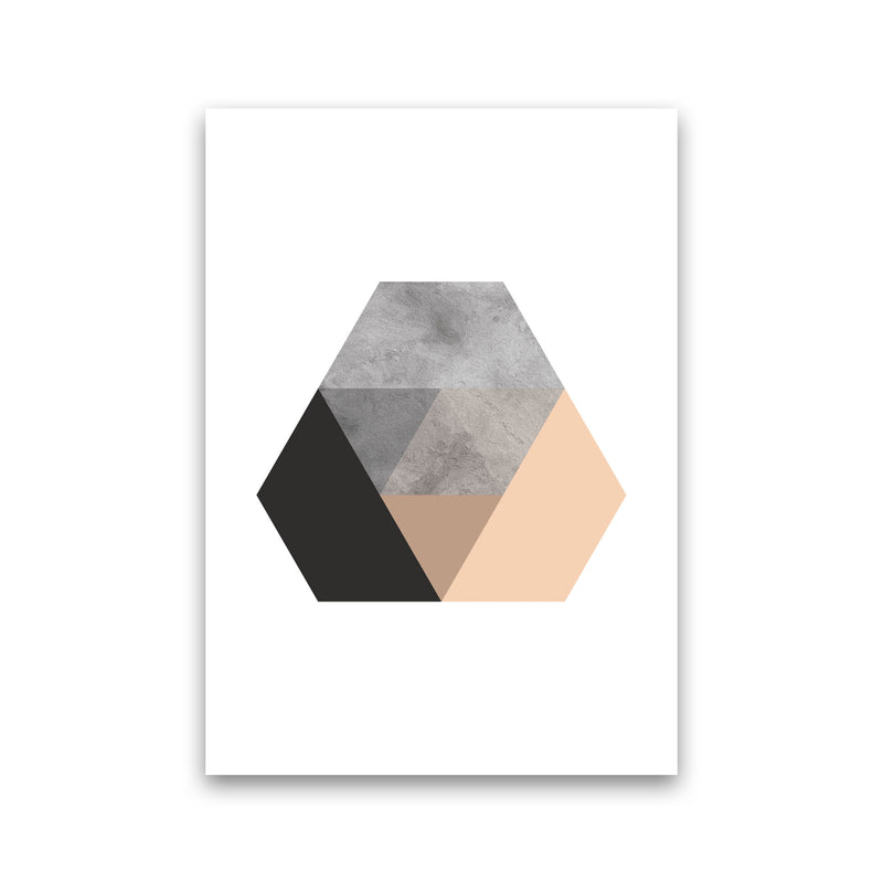 Peach And Black Abstract Hexagon Modern Print Print Only